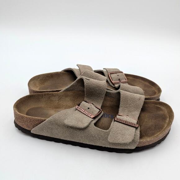 Birkenstock Arizona Soft Footbed Suede Leather Sandals Taupe Size USW7/M5 EU38 - Picture 3 of 15